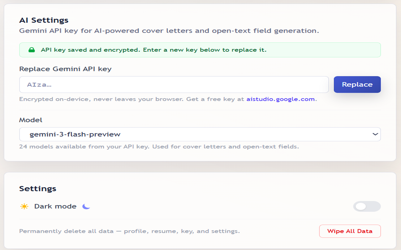 AI Settings — Gemini Integration